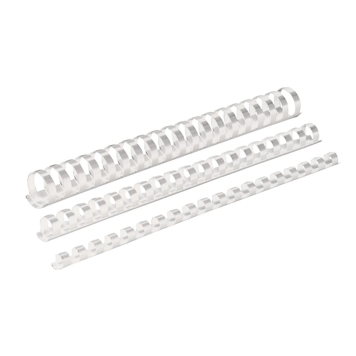 Dorsi plastici per rilegatura a 21 anelli - Colore bianco - Ø -mm- 12 - Note capacità fogli 56-80 - 