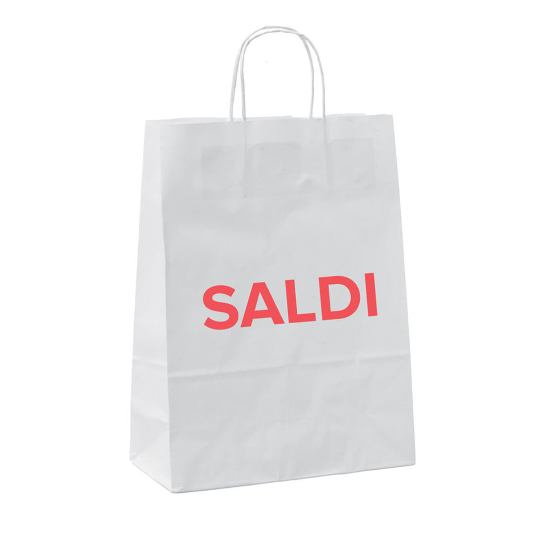 Shopper in carta linea SALDI - Lunghezza -cm- 26 - H -cm- 35 - Soffietto -cm- 11 - 