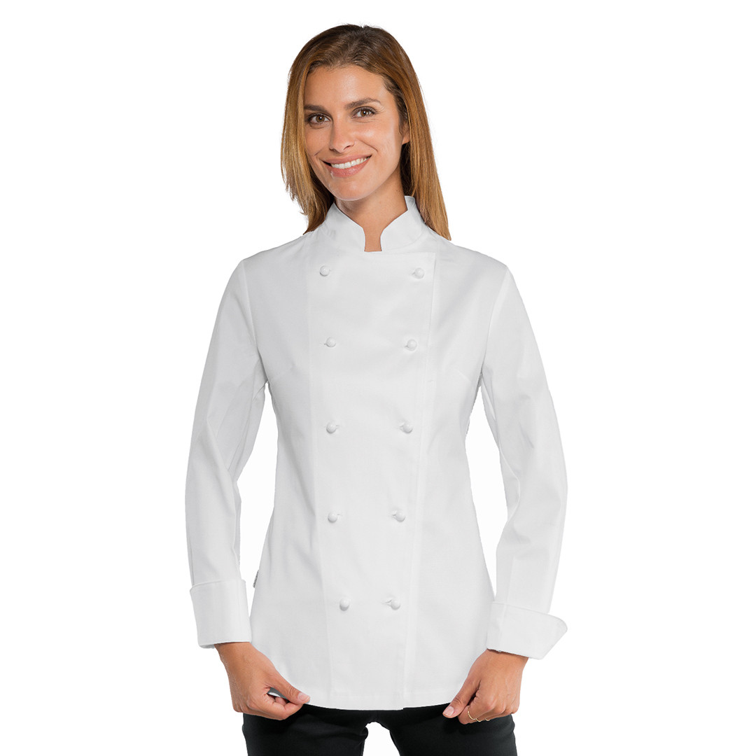 Giacca cuoco donna bianca - Modello manica lunga - Colore bianco - Taglia M - 
