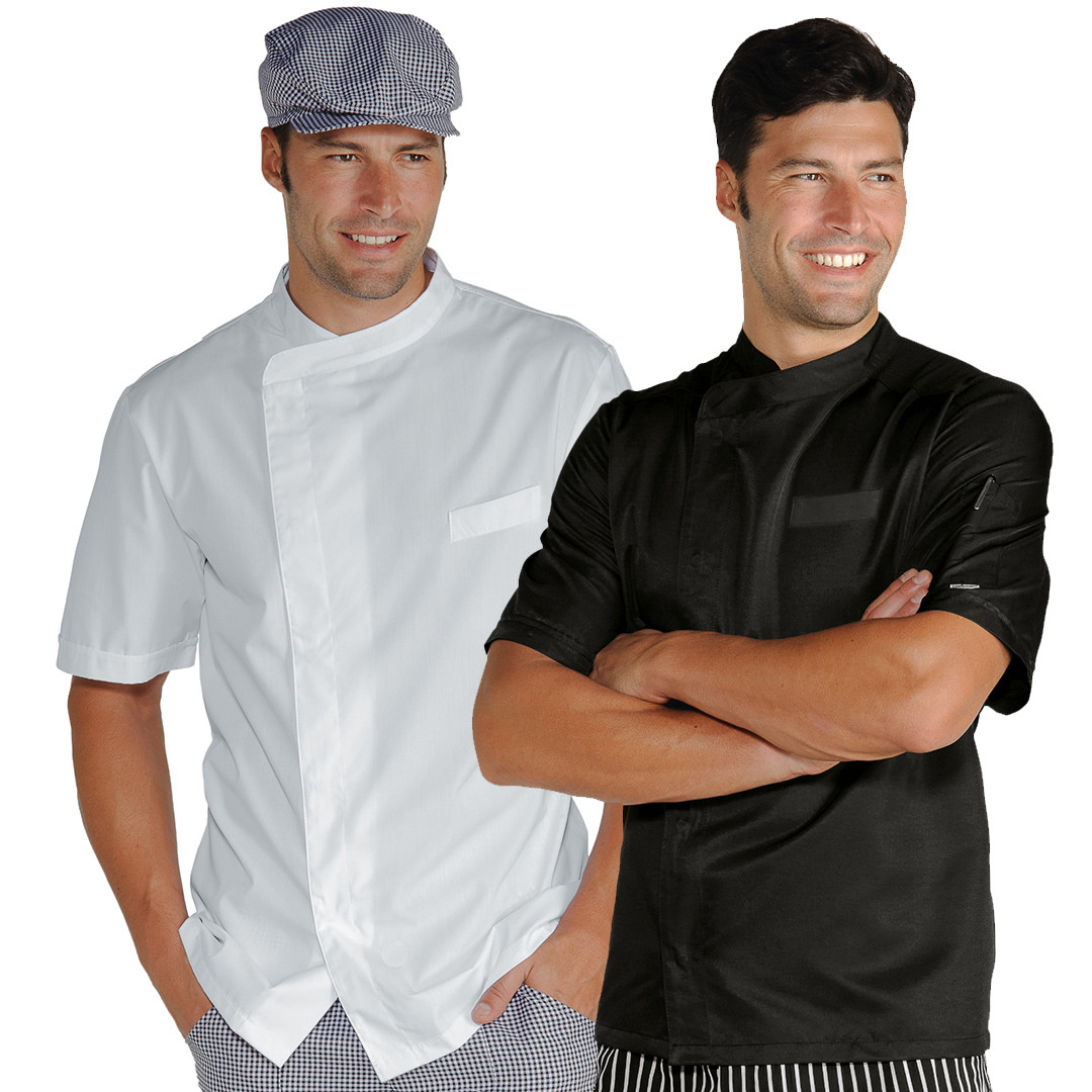 Giacca cuoco uomo manica corta - Modello manica corta - Colore nero - Taglia L - 