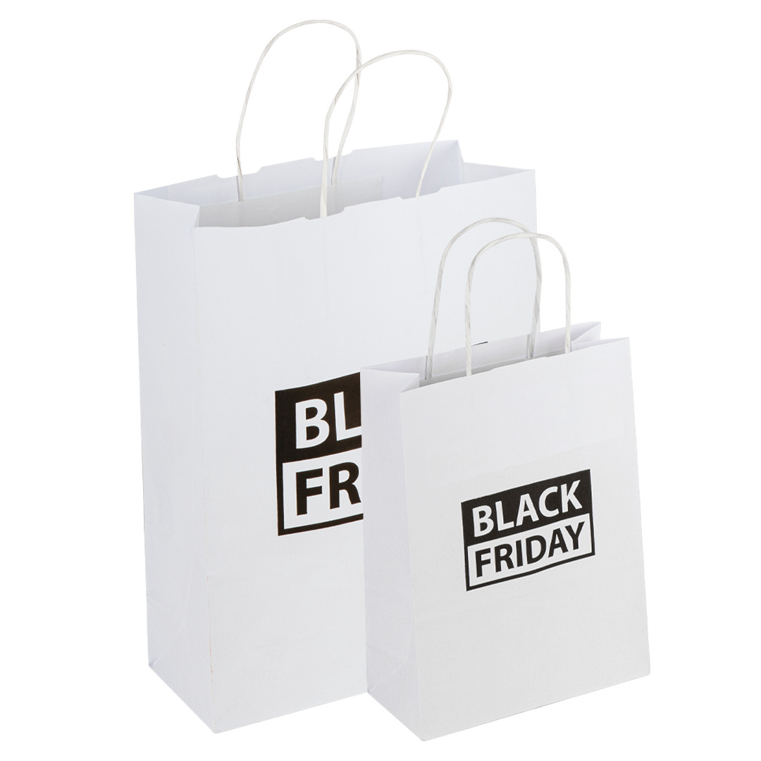 Shopper in carta linea BLACK FRIDAY - Larghezza -cm- 26 - H -cm- 35 - Soffietto -cm- 11 - 